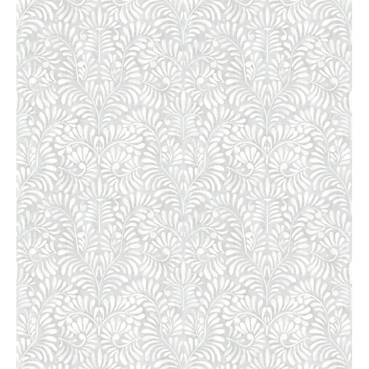 Papel pintado diseño ornamental de hojas fondo tonos grises - Florence Leaves 683034