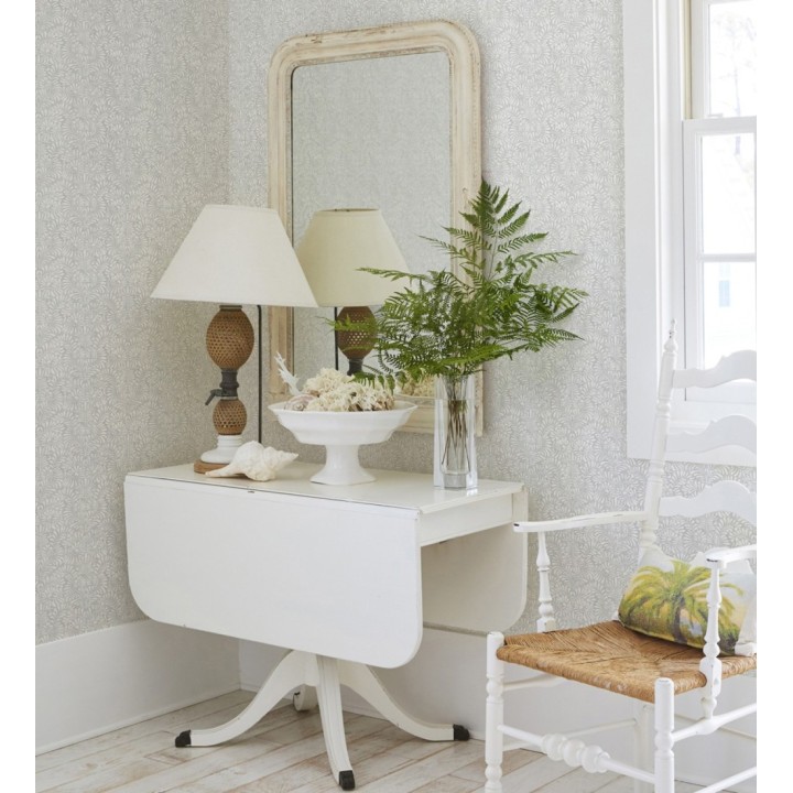 Papel pintado diseño ornamental de hojas fondo tonos grises - Florence Leaves 683034