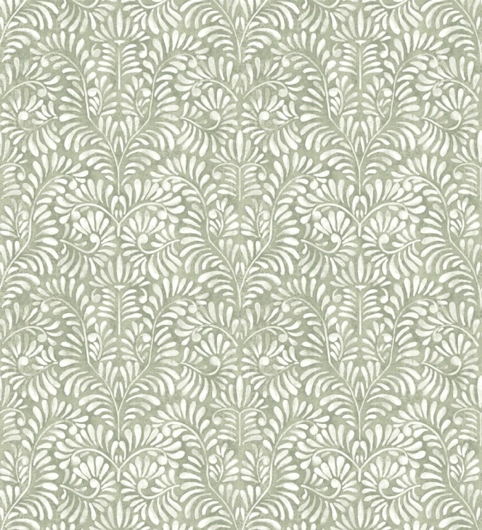 Papel pintado diseño ornamental de hojas fondo tonos verdes - Florence Leaves 683035