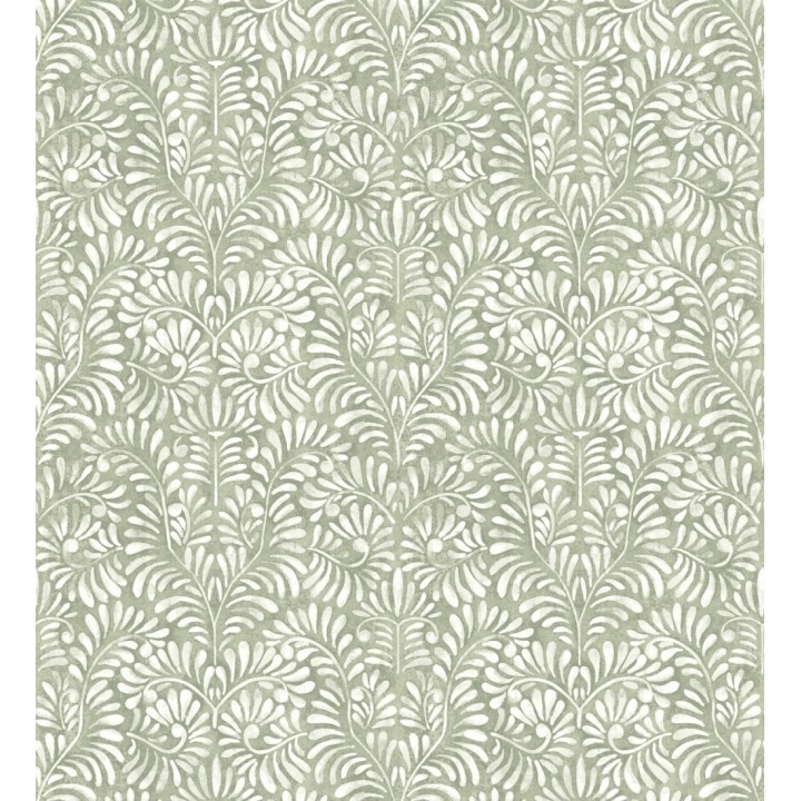Papel pintado diseño ornamental de hojas fondo tonos verdes - Florence Leaves 683035
