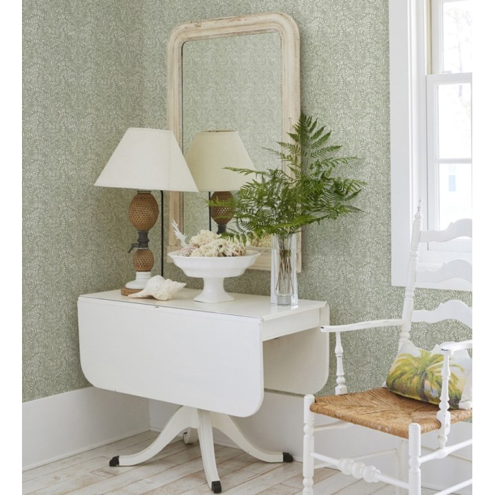 Papel pintado diseño ornamental de hojas fondo tonos verdes - Florence Leaves 683035