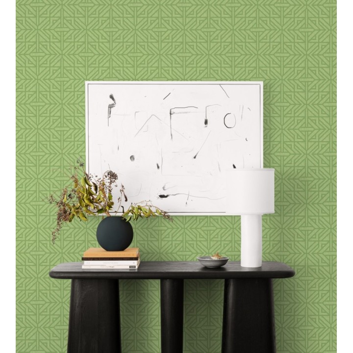 Papel pintado con diseño arquitectónico color verde - Hakon Symmetry 683040