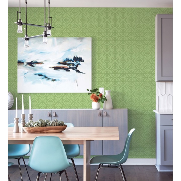 Papel pintado con diseño arquitectónico color verde - Hakon Symmetry 683040