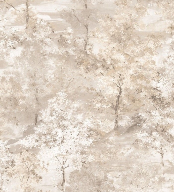 Papel pintado árboles de acuarela en tonos beige - Norman Forest 124192