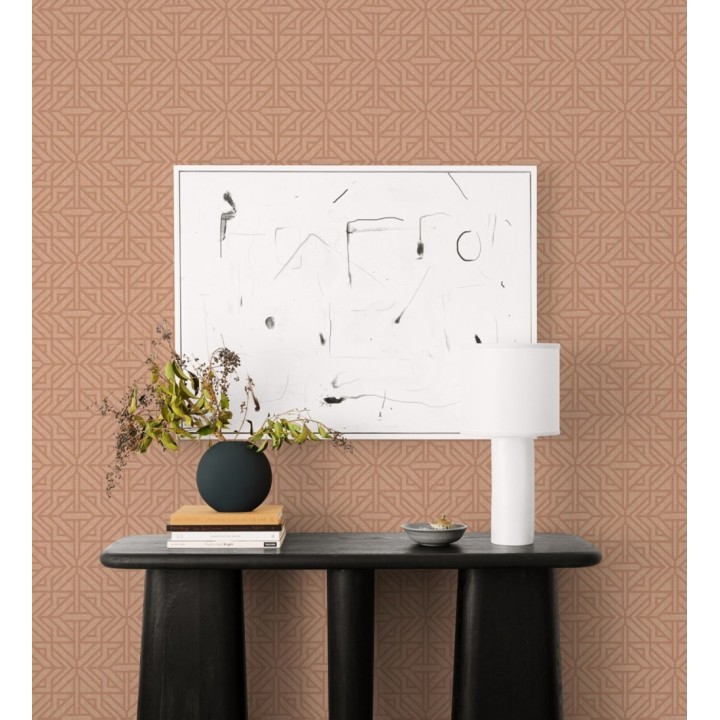 Papel pintado con diseño arquitectónico color tierra - Hakon Symmetry 683043