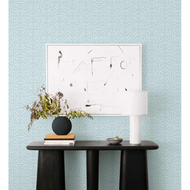 Papel pintado con diseño arquitectónico color agua marina - Hakon Symmetry 683045