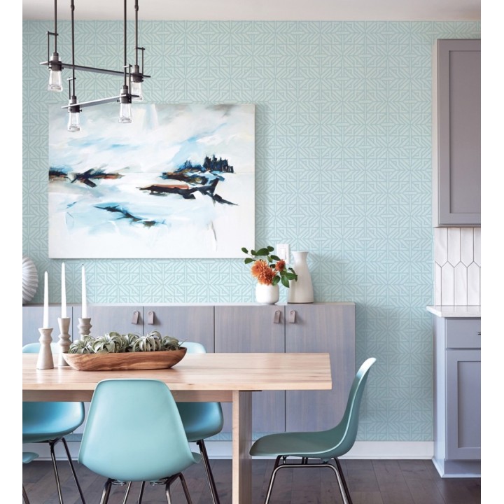 Papel pintado con diseño arquitectónico color agua marina - Hakon Symmetry 683045