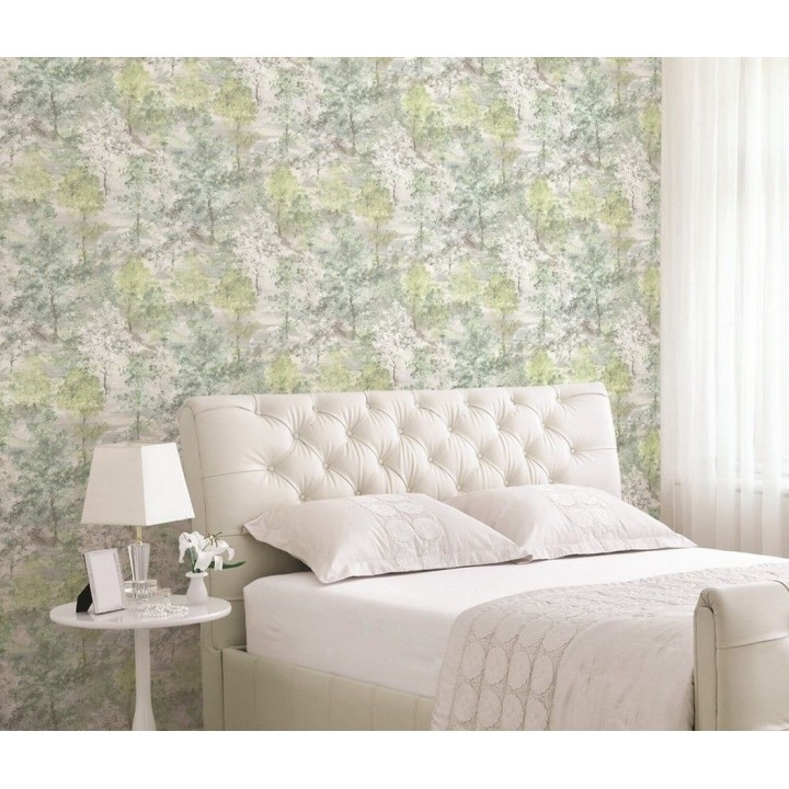 Papel pintado árboles de acuarela en tonos verdes - Norman Forest 124193