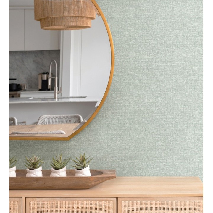 Papel pintado liso de fibra tejida color verde - Toulouse Weave 683051