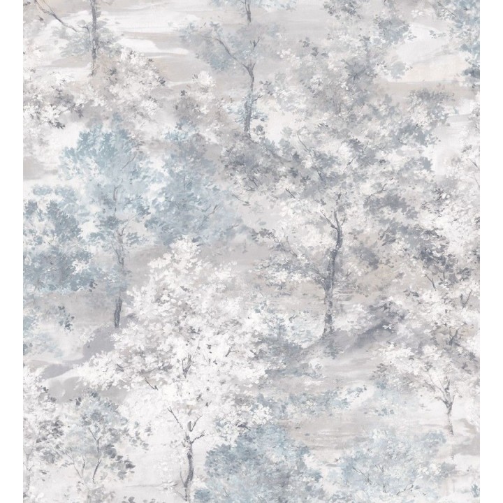 Papel pintado árboles de acuarela en tonos celestes y grises - Norman Forest 124194