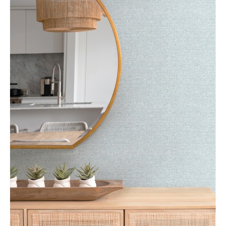 Papel pintado liso de fibra tejida color celeste - Toulouse Weave 683054
