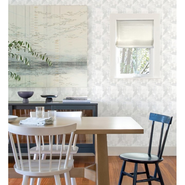 Papel pintado geométrico en acuarela suave con tonos grises - Kyoto Dimensions 683057