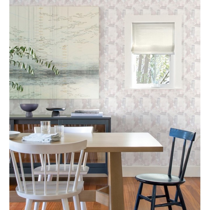 Papel pintado geométrico en acuarela suave con tonos tierra - Kyoto Dimensions 683058