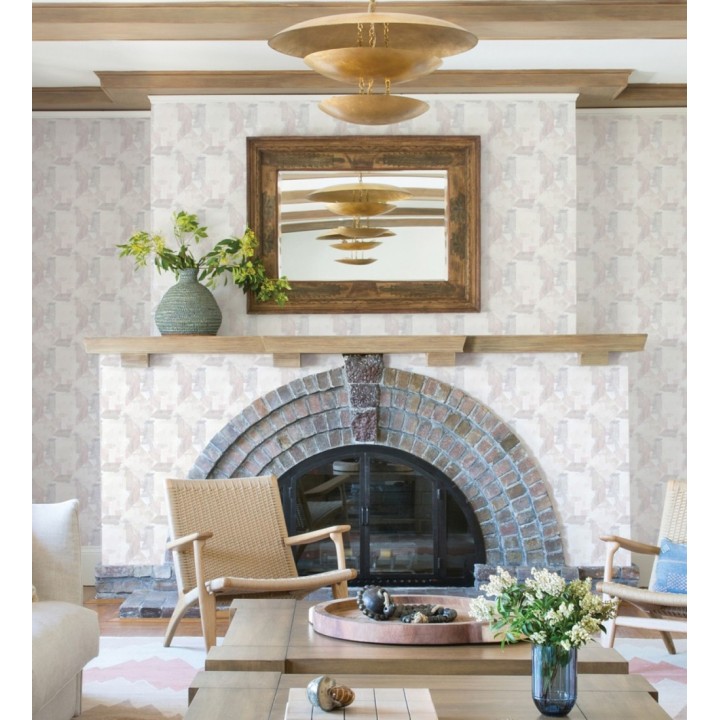 Papel pintado geométrico en acuarela suave con tonos tierra - Kyoto Dimensions 683058