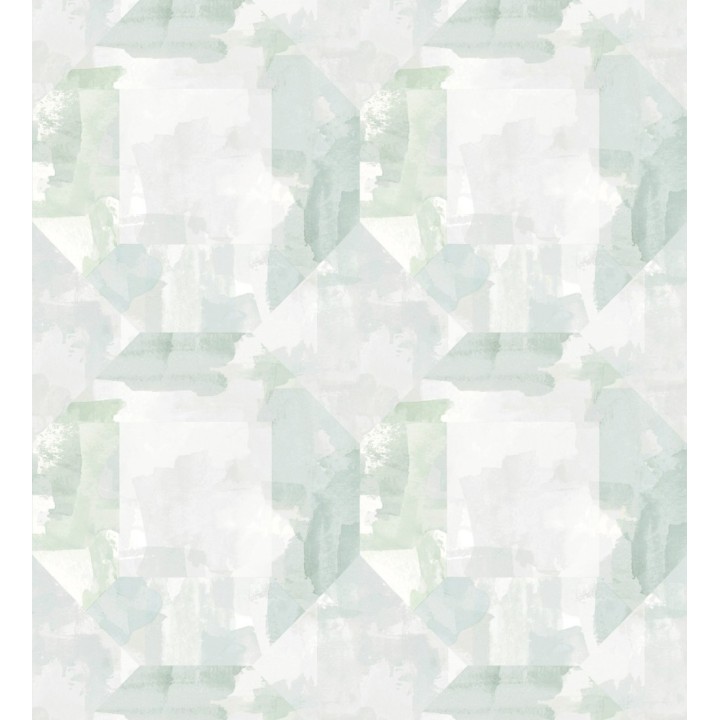 Papel pintado geométrico en acuarela suave con tonos verde agua - Kyoto Dimensions 683060
