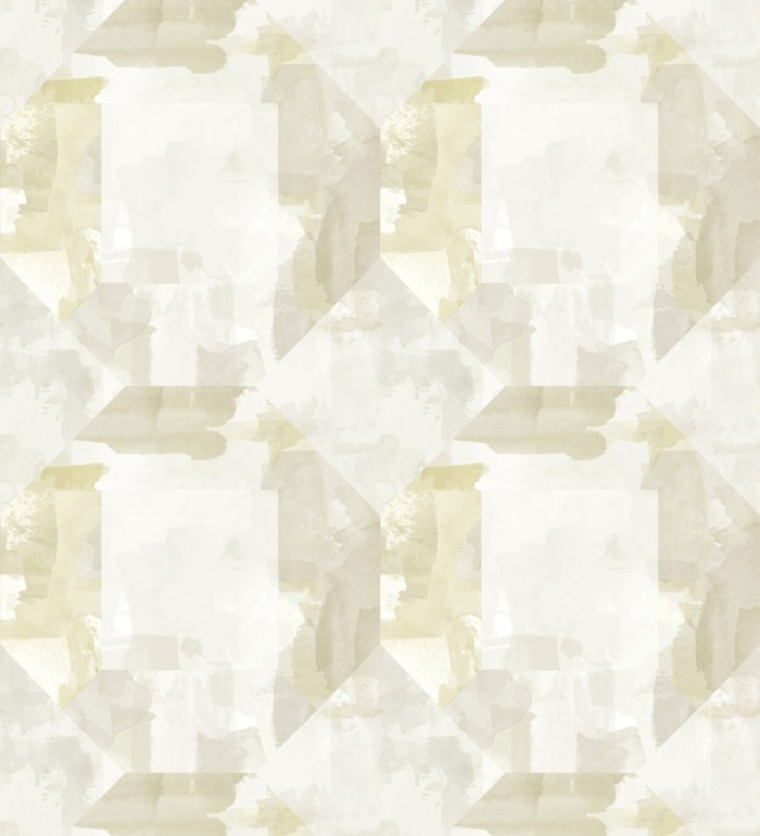 Papel pintado geométrico en acuarela suave con tonos amarillos - Kyoto Dimensions 683061