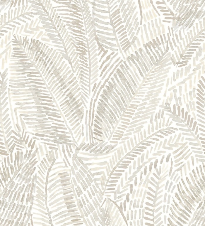 Papel pintado de hojas tropicales en tonos suaves grises - Copacabana Leaves 683063