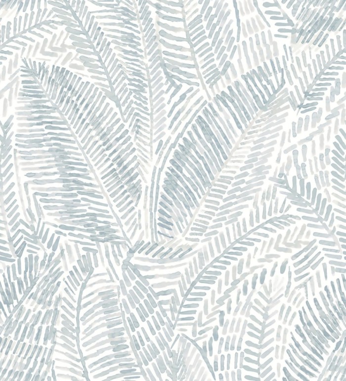 Papel pintado de hojas tropicales en tonos suaves azules - Copacabana Leaves 683064