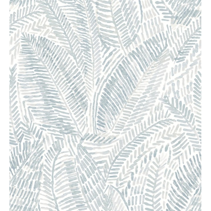 Papel pintado de hojas tropicales en tonos suaves azules - Copacabana Leaves 683064
