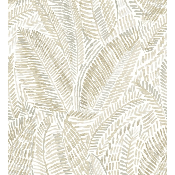 Papel pintado de hojas tropicales en tonos suaves beige - Copacabana Leaves 683065