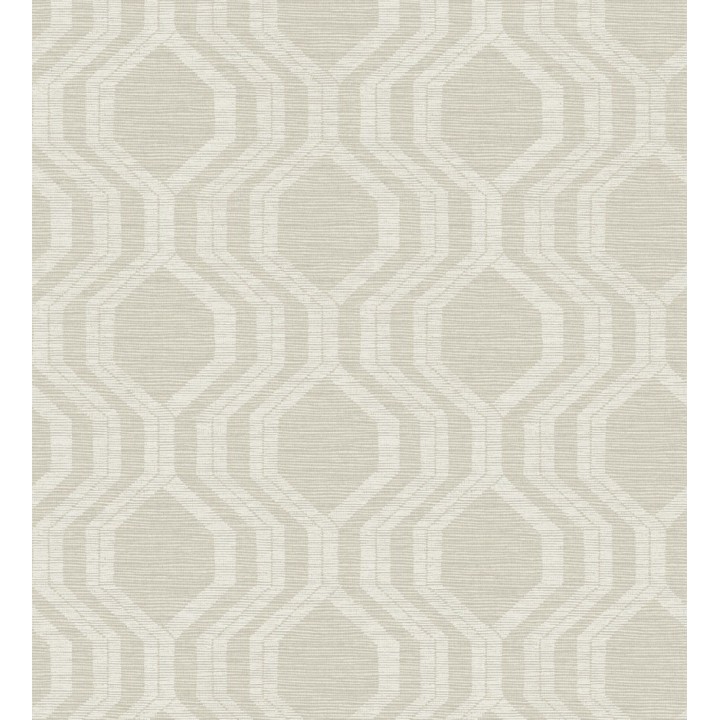 Papel pintado con diseño de hexágonos texturizados en tonos beige - Hexagon Harmony 683070