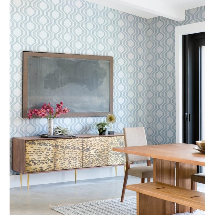 Papel pintado con diseño de hexágonos texturizados en tonos azules - Hexagon Harmony 683072