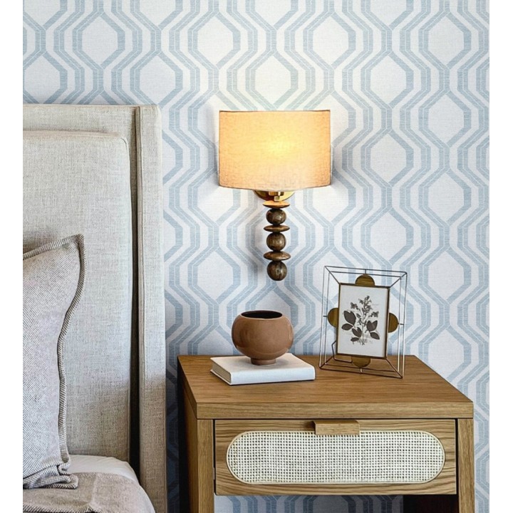 Papel pintado con diseño de hexágonos texturizados en tonos azules - Hexagon Harmony 683072