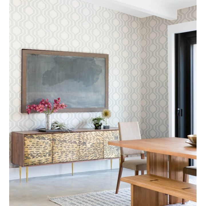 Papel pintado con diseño de hexágonos texturizados en tonos grises y blancos - Hexagon Harmony 683074