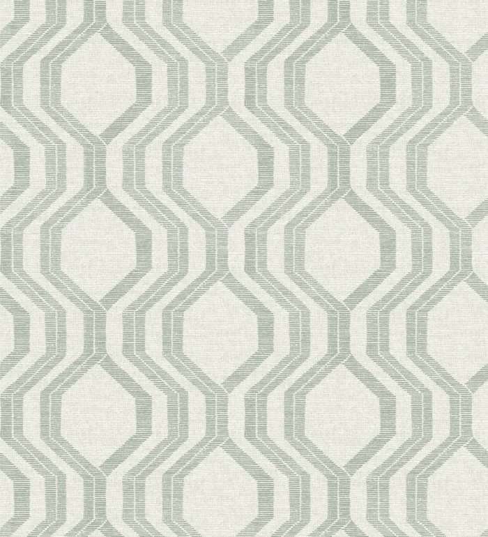 Papel pintado con diseño de hexágonos texturizados en tonos verde y grises - Hexagon Harmony 683075