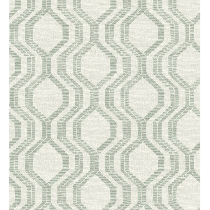 Papel pintado con diseño de hexágonos texturizados en tonos verde y grises - Hexagon Harmony 683075