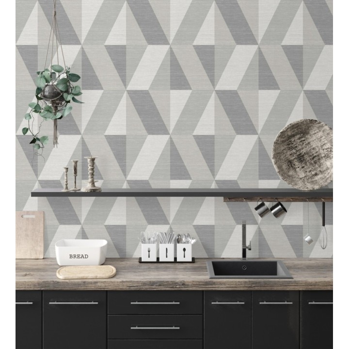 Papel pintado geométricos de rombos grandes en tonos visón - New Kepler 683077