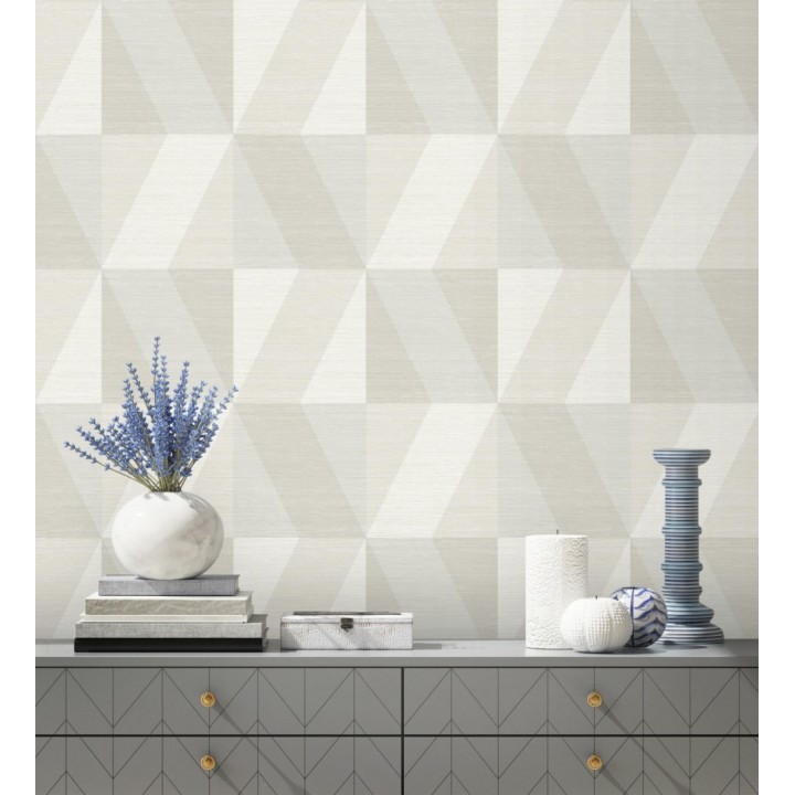 Papel pintado geométricos de rombos grandes en tonos grises y beige - New Kepler 683078