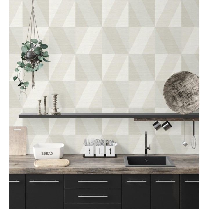 Papel pintado geométricos de rombos grandes en tonos grises y beige - New Kepler 683078