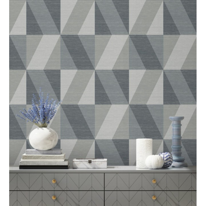Papel pintado geométricos de rombos grandes en tonos azules y grises - New Kepler 683079