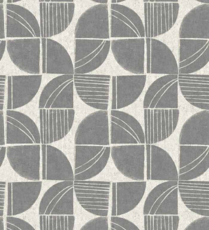 Papel pintado geométrico de inspiración africana gris pizarra - Tribal Harmony 683080