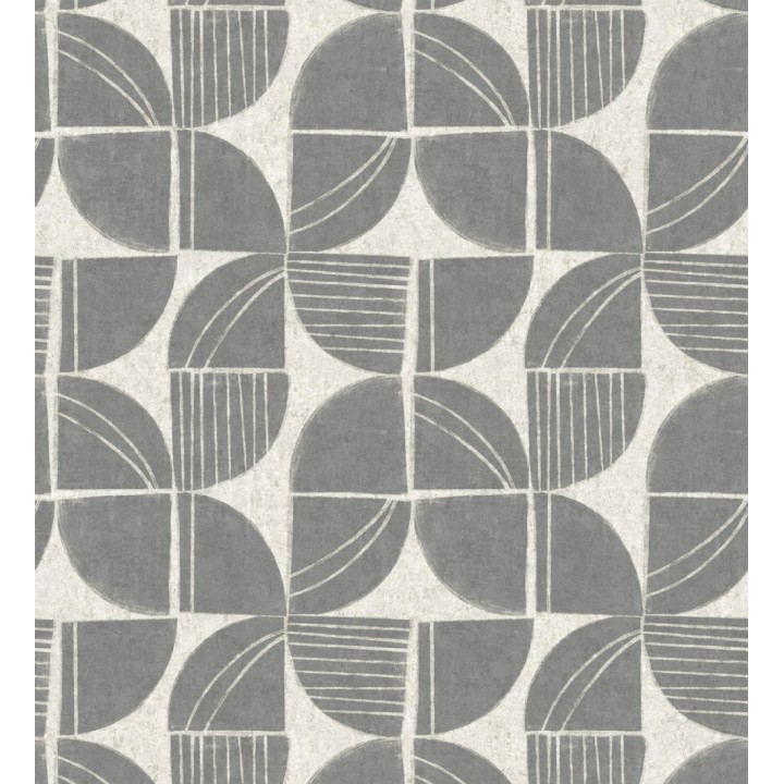 Papel pintado geométrico de inspiración africana gris pizarra - Tribal Harmony 683080