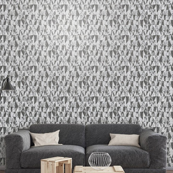 Papel pintado rombos desgastados en tonos grises - Hendrix Diamonds 124380