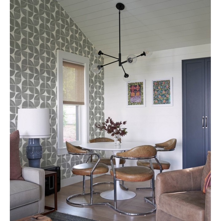 Papel pintado geométrico de inspiración africana gris pizarra - Tribal Harmony 683080