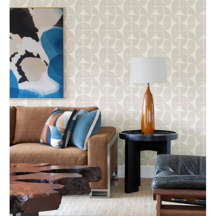 Papel pintado geométrico de inspiración africana beige claro - Tribal Harmony 683081