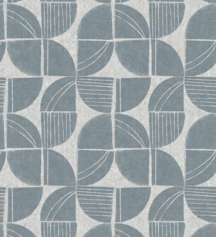 Papel pintado geométrico de inspiración africana azul petróleo - Tribal Harmony 683082