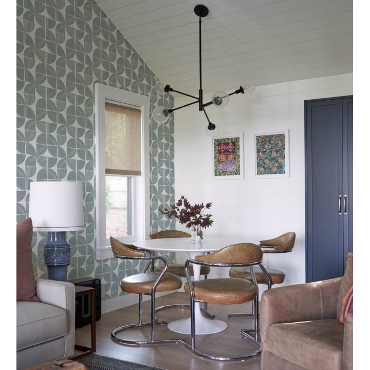 Papel pintado geométrico de inspiración africana azul petróleo - Tribal Harmony 683082