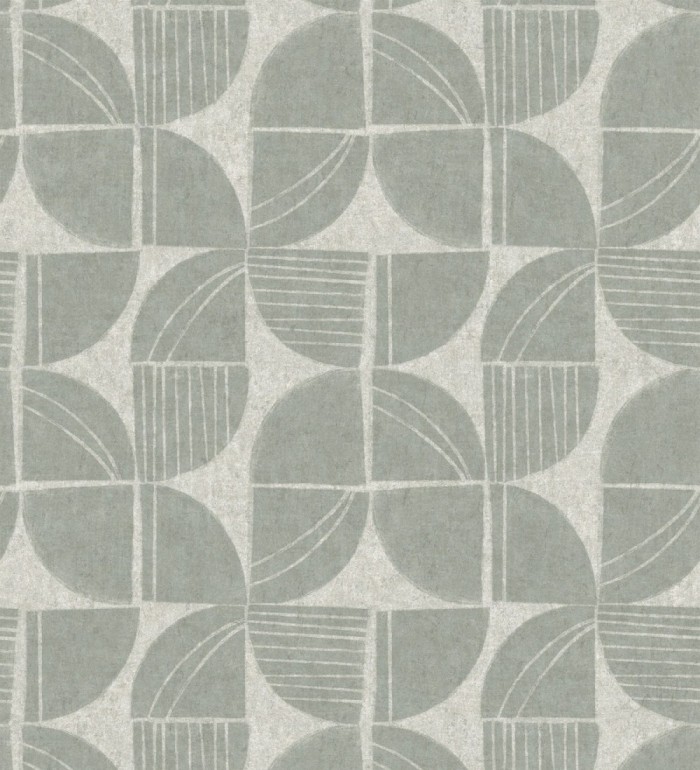 Papel pintado geométrico de inspiración africana verde salvia - Tribal Harmony 683083