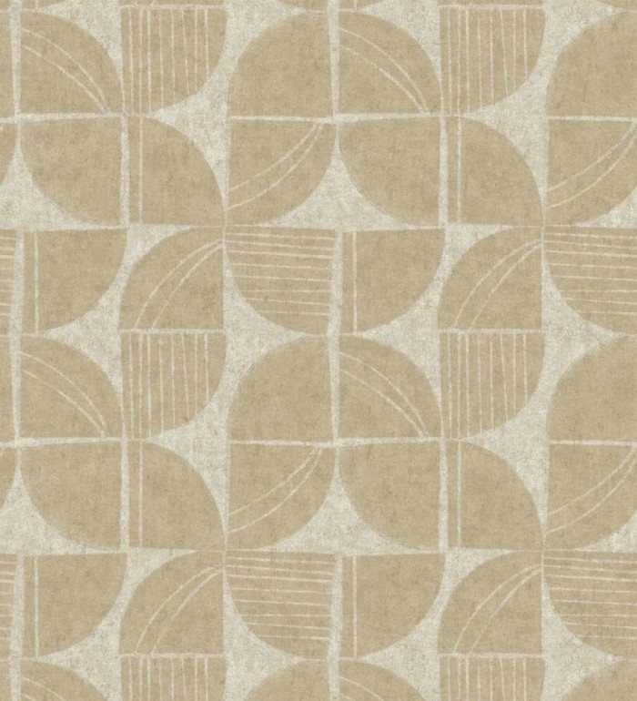 Papel pintado geométrico de inspiración africana color mostaza - Tribal Harmony 683084