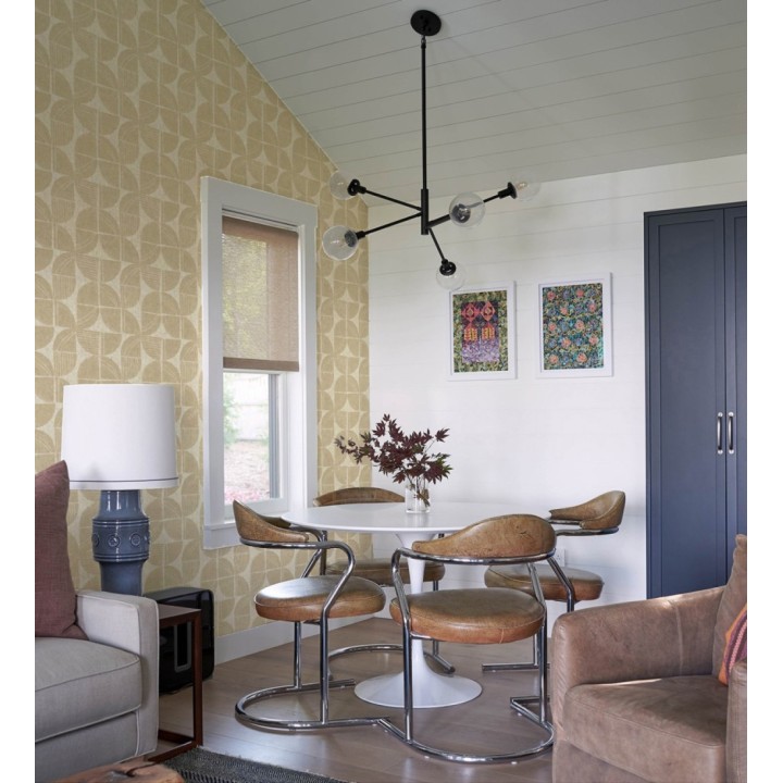 Papel pintado geométrico de inspiración africana color mostaza - Tribal Harmony 683084