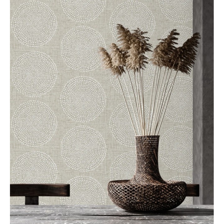 Papel pintado de circulo texturados estilo africano tonos beige oscuro - Maasai Circles 683090