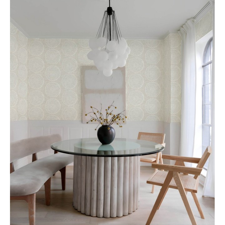 Papel pintado de circulo texturados estilo africano tonos beige oscuro - Maasai Circles 683090