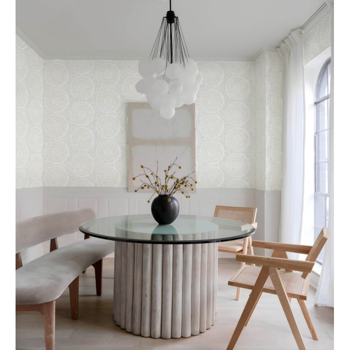 Papel pintado de circulo texturados estilo africano tonos grises - Maasai Circles 683091