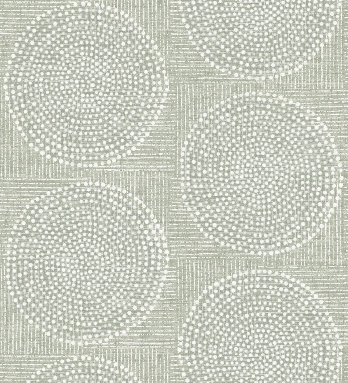 Papel pintado de circulo texturados estilo africano tonos verdes - Maasai Circles 683092