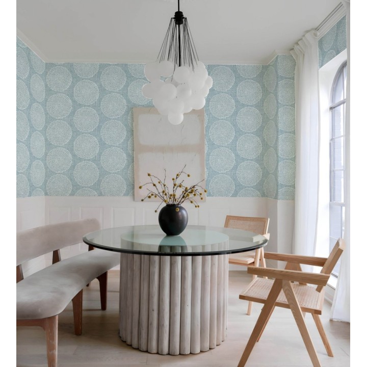 Papel pintado de circulo texturados estilo africano tonos azules - Maasai Circles 683093