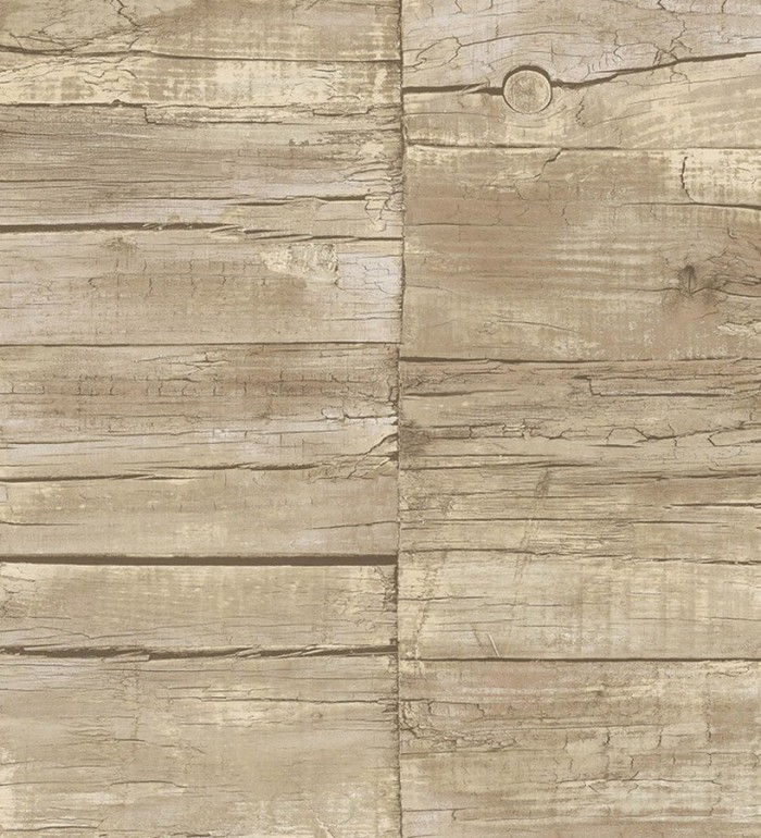 Papel pintado listones desiguales de madera desgastada marrón claro - Oporto Wood 124386